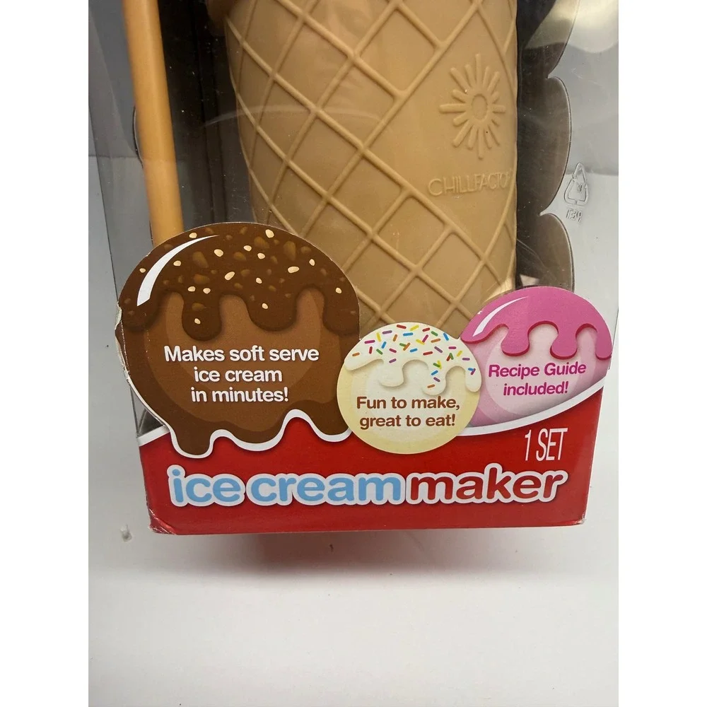 Chill Factor Ice Cream Maker Soft Serve Squeeze Cone Tan White New in Box